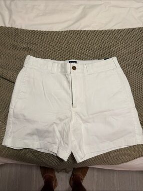 J. Crew Factory White Flat-Front Cotton Shorts